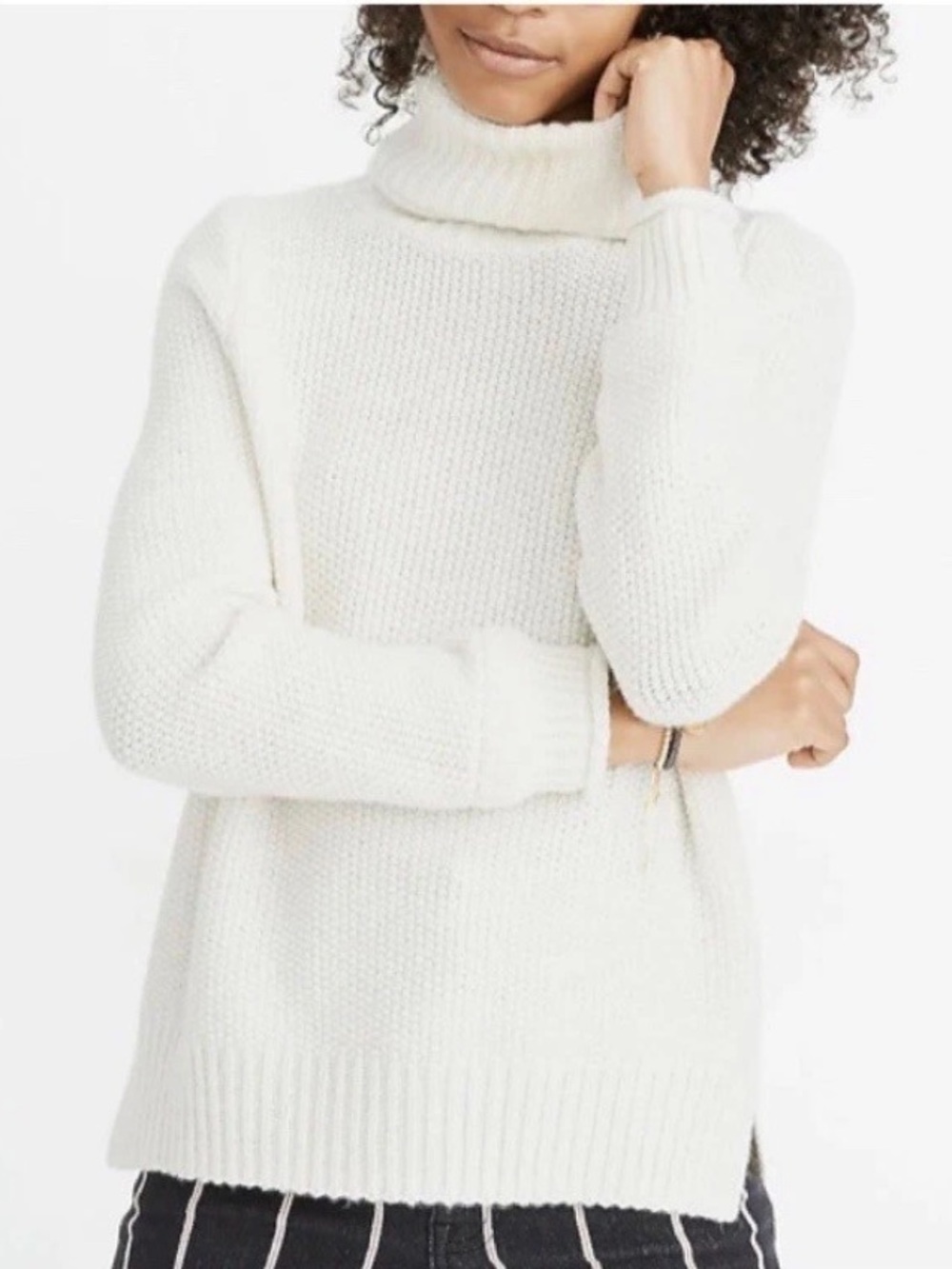Madewell Varick Wool Alpaca Blend Turtleneck Chunky Sweater XS Ivory Pullover